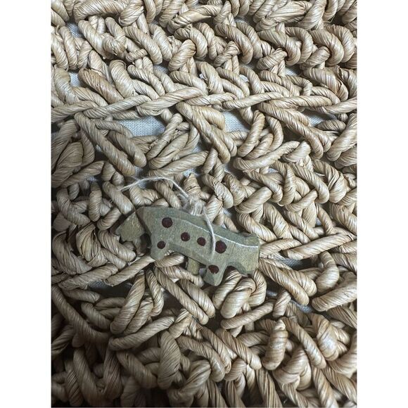 Vintage Cappelli Straworld Inc Large Tote With Safari Animal Wood Beads Notes - Picture 5 of 14